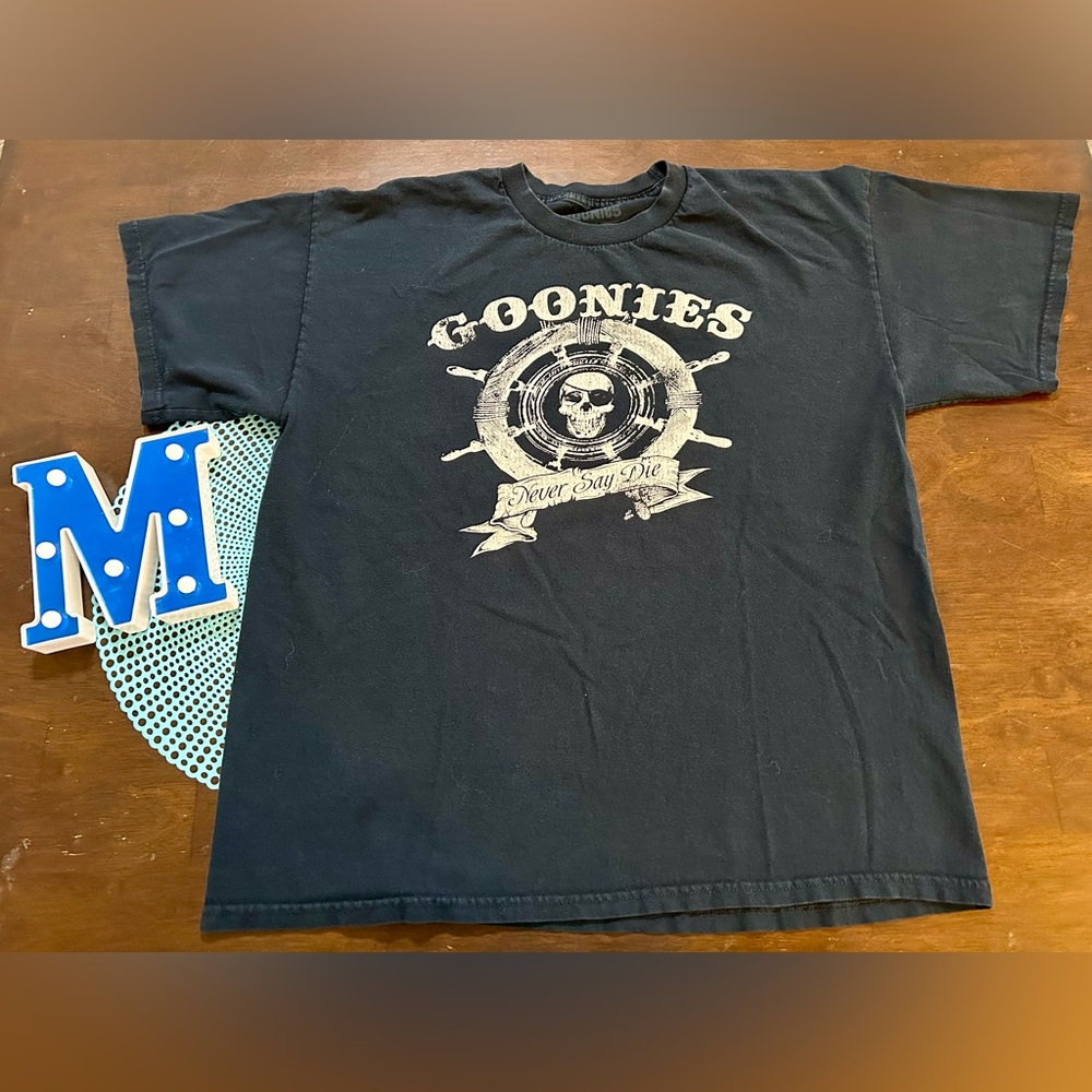 Black "Goonies Never Say Die" Graphic T-Shirt, XL